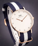 Buy Shop Daniel Wellington Classy Glasgow White Dial Two Tone Nylon Strap Watch For Women - DW00100078 USA Online