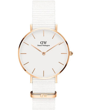 Buy Shop Daniel Wellington Classic Petite Dover White Dial White Nylon Strap Watch For Women - DW00100311 USA Online