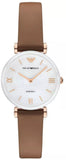 Buy Shop Emporio Armani Gianni T Bar Quartz Mother of Pearl White Dial Brown Leather Strap Watch For Women - AR11040 USA Online