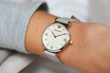 Buy Shop Emporio Armani Gianni T Bar Quartz Mother of Pearl Dial White Leather Strap Watch For Women - AR1965 USA Online