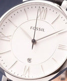 Fossil Jacqueline Quartz White Dial Black Leather Strap Watch for Women - ES3972