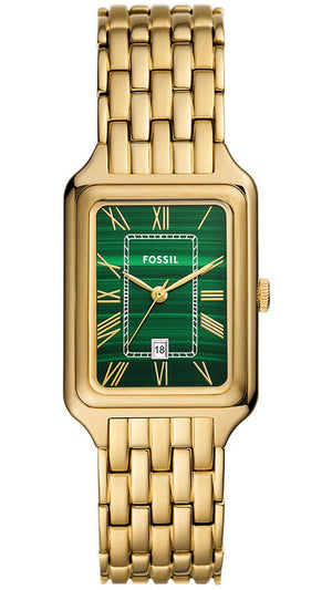 Fossil Raquel Three Hand Date Green Dial Gold Steel Strap Watch For Women - ES5341