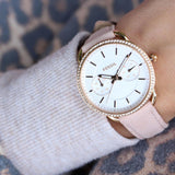Buy Shop Fossil Tailor Quartz White Dial Pink Leather Strap Watch for Women - ES4393 USA Online