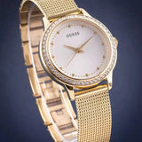 Guess Chelsea White Dial Gold Mesh Bracelet Watch For Women - W0647L7