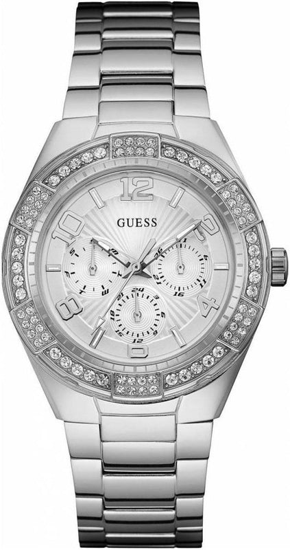 Buy Shop Guess Luna Diamonds Silver Dial Silver Steel Strap Watch for Women - W0729L1 USA Online