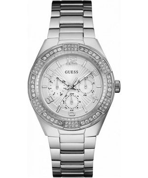 Buy Shop Guess Luna Diamonds Silver Dial Silver Steel Strap Watch for Women - W0729L1 USA Online