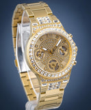 Buy Shop Guess Moonlight Multi Function Diamonds Gold Dial Gold Steel Strap Watch for Women - GW0320L2 USA Online