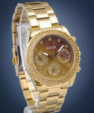 Guess Sol Chronograph Gold Dial Gold Steel Strap Watch For Women - GW0483L2