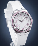 Buy Shop Guess Sparkling Silver Dial White Rubber Strap Watch For Women - GW0032L1 USA Online