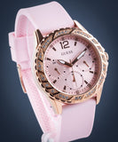 Buy Shop Guess Sparkling Diamonds Pink Dial Pink Rubber Strap Watch for Women - W0032L9 USA Online