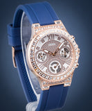 Buy Shop Guess Moonlight Diamonds White Dial Blue Rubber Strap Watch for Women - GW0257L3 USA Online