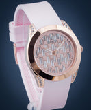 Buy Shop Guess Clarity Gold Dial Pink Silicone Strap Watch for Women - GW0109L2 USA Online