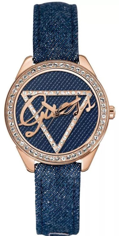 Buy Shop Guess Little Flirt Quartz Blue Dial Blue Leather Strap Watch For Women - W0456L6 USA Online