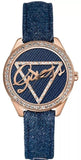 Buy Shop Guess Little Flirt Quartz Blue Dial Blue Leather Strap Watch For Women - W0456L6 USA Online