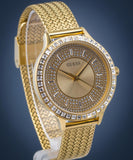 Buy Shop Guess Soiree Diamonds Gold Dial Gold Mesh Bracelet Watch for Women - GW0402L2 USA Online