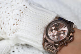 Michael Kors Bradshaw Chronograph Brown Dial Brown Steel Strap Watch For Women - MK6247