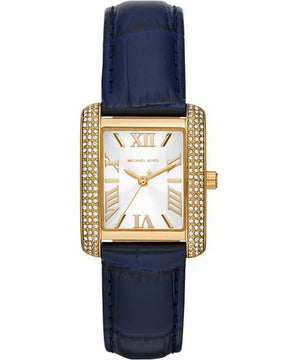 Buy Shop Michael Kors Emery Quartz Diamond Silver Dial Blue Leather Strap Watch For Women - MK2982 USA Online