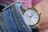 Buy Shop Michael Kors Jaryn Quartz Gold Dial Pink Leather Strap Watch For Women - MK2471 USA Online