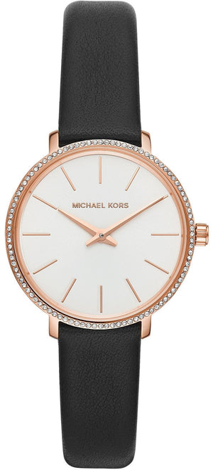 Buy Shop Michael Kors Pyper Three Hand White Dial Black Leather Strap Watch For Women - MK2835 USA Online