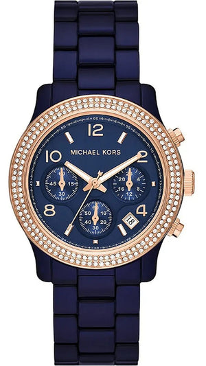 Buy Shop Michael Kors Runway Chronograph Blue Dial Blue Steel Strap Watch for Women - MK7423 USA Online