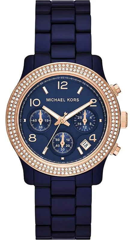 Buy Shop Michael Kors Runway Chronograph Blue Dial Blue Steel Strap Watch for Women - MK7423 USA Online
