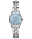 Buy Shop Michael Kors Runway Mercer Quartz Mother of Pearl Blue Dial Silver Steel Strap Watch For Women - MK6857 USA Online