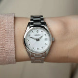 Seiko Diamond Silver Dial Silver Steel Strap Watch for Women - SUR579P1