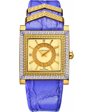 Buy Shop Versace Day Glam Chronograph Gold Dial Purple Leather Strap Watch for Women - VQF040015 USA Online