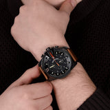 Buy Shop Diesel Mega Chief Chronograph Black Dial Brown Leather Strap Watch For Men - DZ4343 USA Online