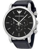 Buy Shop Emporio Armani Luigi Chronograph Black Dial Black Leather Watch For Men - AR1828 USA Online