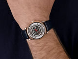 Buy Shop Emporio Armani Meccanico Silver Dial Blue Leather Strap Watch For Men - AR60009 USA Online