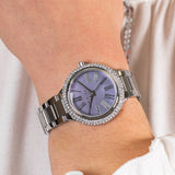Buy Shop Michael Kors Taryn Mother of Pearl Purple Dial Silver Steel Strap Watch For Women - MK6562 USA Online