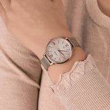 Buy Shop Fossil Jacqueline Mother of Pearl White Dial Gold Mesh Strap Watch for Women - ES4352 USA Online