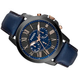 Buy Shop Fossil Grant Chronograph Black Dial Blue Leather Strap Watch for Men - FS5061 USA Online