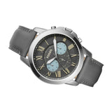 Buy Shop Fossil Grant Chronograph Gunmetal Grey Dial Grey Leather Strap Watch for Men - FS5183 USA Online