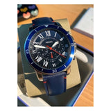 Buy Shop Fossil Grant Chronograph Blue Dial Blue Leather Strap Watch for Men - FS5373 USA Online