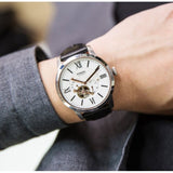 Buy Shop Fossil Townsman Automatic White Dial Black Leather Strap Watch for Men - ME3104 USA Online