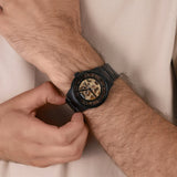 Buy Shop Fossil Townsman Automatic Skeleton Black Dial Black Steel Strap Watch for Men - ME3197 USA Online
