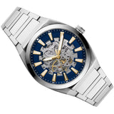 Buy Shop Fossil Everett Automatic Skeleton Blue Dial Silver Steel Strap Watch for Men - ME3220 USA Online