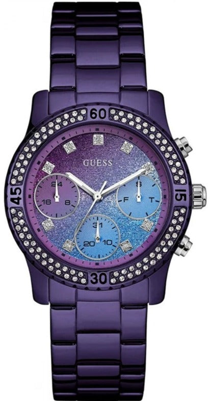 Buy Shop Guess Confetti Diamonds Purple Dial Purple Steel Strap Watch for Women - W0774L4 USA Online