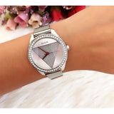 Buy Shop Guess Tri Glitz Quartz Silver Dial Silver Mesh Bracelet Watch For Women - W1142L1 USA Online