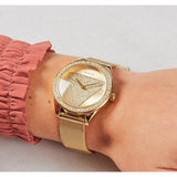Buy Shop Guess Tri Glitz Quartz Diamonds Gold Dial Gold Mesh Bracelet Watch For Women - W1142L2 USA Online