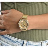 Buy Shop Guess Tri Glitz Quartz Diamonds Gold Dial Gold Mesh Bracelet Watch For Women - W1142L2 USA Online
