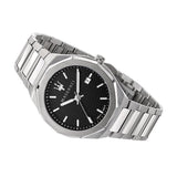 Buy Shop Maserati Stile Analog Black Dial Silver Steel Strap Watch For Men - R8853142003 USA Online