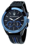 Maserati Traguardo Sports Blue Dial Black Rubber Strap Watch For Men - R8871612006