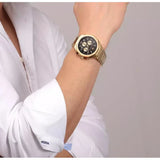 Buy Shop Maserati Stile 45mm Chronograph Black Dial Gold Steel Strap Watch For Men - R8873642001 USA Online