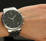 Buy Shop Tissot T Classic Tradition Chronograph Black Dial Silver Steel Strap Watch For Men - T063.617.11.067.00 USA Online
