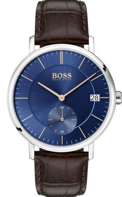 Buy Shop Hugo Boss Corporal Blue Dial Brown Leather Strap Watch for Men - 151363 USA Online