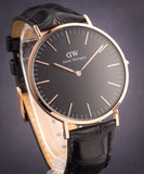 Buy Shop Daniel Wellington Classic Reading Black Dial Black Leather Strap Watch For Men - DW00100129 USA Online