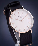Buy Shop Daniel Wellington Classic Cornwall White Dial Black Nylon Strap Watch For Men - DW00100257 USA Online